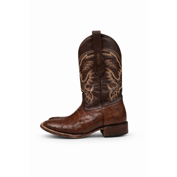 Los Altos Boots Other - Los Altos Men’s Tobacco Full-Quill Ostrich Wide Square Toe Cowboy Boots 10.5 EE